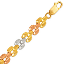 Load image into Gallery viewer, 14K Tri Color Gold Faceted Diamond Cut Bracelet 6mm 7" Chain Brazalete tricolor