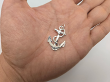 Load image into Gallery viewer, 925 Sterling Silver Anchor Wrapped with Rope Pendant 1 1/16 Inch Tall (27mm)