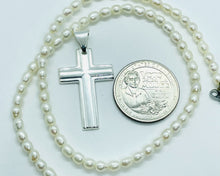Load image into Gallery viewer, 925 Sterling Silver Simple Inside Line Cross Pendant 1.2 Inch