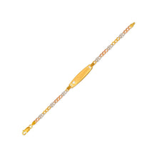 Load image into Gallery viewer, 14K Tri Color Gold Kids Star Heart ID Bracelet 6.8mm/3.8mm 6" Engraving Availabl