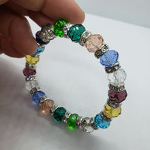 Load image into Gallery viewer, 7 Inch Elastic Nylon Strand Bracelet Glass Crystals (Emerald, Citrine, Amethyst)