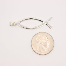 Load image into Gallery viewer, 925 Sterling Silver Plain Flat Vertical "Ichthus" Christian Fish Symbol Pendant