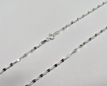 Load image into Gallery viewer, 925 Sterling Silver Diamond Cut Silver Coffee Flat Link Chain Necklace 3mm 18"