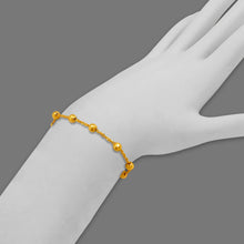 Load image into Gallery viewer, 14K Yellow Gold Diamond Cut 4mm Bead Chain Rolo Bracelet Lobster Lock 7 inch