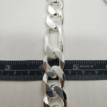 Load image into Gallery viewer, 925 Sterling Silver Heavy Thick Figaro Chain Beveled Edge Bracelet Necklace 16mm