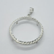 Load image into Gallery viewer, Sterling Silver Dollar Coin Rope Bezel 38 mm Coins Prong Back Diamond Cut Shiny