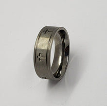 Load image into Gallery viewer, 8mm Titanium Wedding Band Cross Ring Deep Carving Grooved Edges Fit Sizes 6-14
