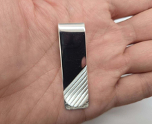 Load image into Gallery viewer, Sterling Silver Money Clip Diagonal Stripes for Men Made in Italy 5/8 X 2 inch