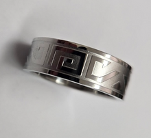 Load image into Gallery viewer, Surgical Stainless Steel Aztec Wedding Band Ring with Etched Design 8mm 7-14