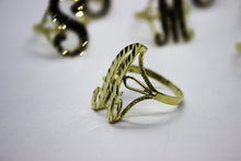 Load image into Gallery viewer, 10k Solid Yellow Gold Cursive Initial Letter Ring Diamond Cut Medium Size 6 ~ 11