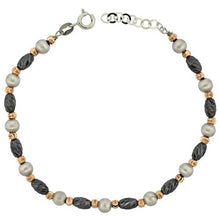 Load image into Gallery viewer, 925 Sterling Silver Black Rhodium Diamond Cut Bead Ball Bracelet, 7" Long