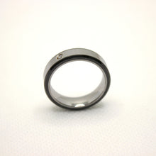 Load image into Gallery viewer, Tungsten Carbide Round Diamond Beveled Ceramic Edge Wedding Band Ring 6mm