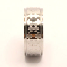 Load image into Gallery viewer, Stainless Steel Flat Simple Jigsaw Puzzle Pattern Wedding Band Ring 8mm