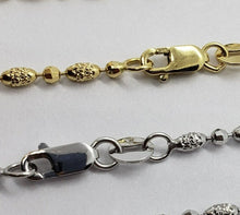 Load image into Gallery viewer, 14k Solid Yellow White Gold D/C Bead Chain Necklace Men Women 2mm / 16" ~ 24"