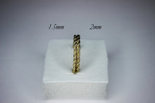 Load image into Gallery viewer, 10K Solid Yellow Gold Rope Ring Band 1.5mm and 2mm