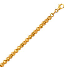 Load image into Gallery viewer, 14K Hollow Yellow Gold High Polished 5mm Bead Chain Bracelet Lobster Lock 7 inch