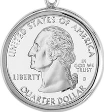 Load image into Gallery viewer, Sterling Silver Bezel 24 mm Quater Dollar Coin Prong Back Round Edge 25 Cent