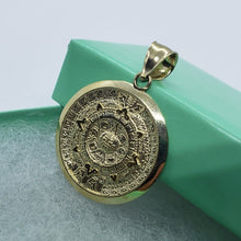 Load image into Gallery viewer, 10K Solid Yellow Gold Aztec Mayan Sun Calendar Charm Pendant 3 Sizes