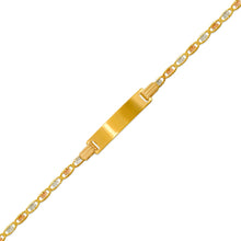 Load image into Gallery viewer, 14K Tricolor Gold Kids Valentino ID Bracelet 6mm/3mm 6" Engraving Available