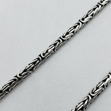 Load image into Gallery viewer, 2.5mm Sterling Silver Round BYZANTINE Chain Necklace Bracelet Antiqued Finish