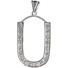 Load image into Gallery viewer, 925 Sterling Silver CZ Block Initial Letter Alphabet Pendant 1 5/8 Inch Wide