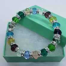 Load image into Gallery viewer, 7 Inch Elastic Nylon Strand Bracelet Glass Crystals (Emerald, Citrine, Amethyst)
