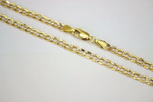 Load image into Gallery viewer, 10K Hollow Two Tone Gold Diamond Cut Cuban bracelet Chain 3.5mm 7" 8" 16" ~30"