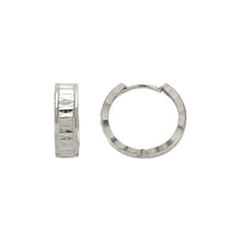 Load image into Gallery viewer, 14K Real Yellow White Gold Huggie Hoop Earrings Diamond Cut Round 13mm Men Women