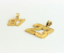 Load image into Gallery viewer, 10K Yellow Gold Custom Two-Digit Number Pendant 00-99 Diamond Cut Necklace Charm