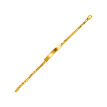 Load image into Gallery viewer, 14K Yellow Gold Shiny Curb Kids ID Bracelet 5mm/3mm Wide 6" Engraving Available