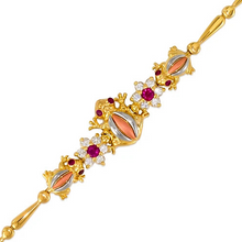 Load image into Gallery viewer, 14K Tricolor Gold Fancy Frog Bracelet 2mm Wide 13mm Center, Set Available