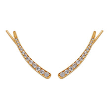 Load image into Gallery viewer, 14K Gold Ear Climbers, 3x26mm Curve Earrings, Dainty Sparkling Stones Jewelry