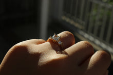 Load image into Gallery viewer, Authentic 14K Yellow Gold Ring CZ Square Design Size 5.5 to 8.5 Gift Ready