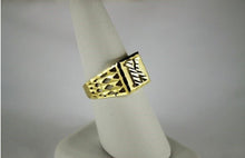 Load image into Gallery viewer, 14K Real Two-Tone Gold Initial Alphabet Letter Band Ring Diamond Cut for Men