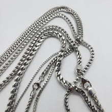 Load image into Gallery viewer, Sterling Silver Franco Chain Necklace Rhodium Finish Italy 1.5mm-4.5mm 16"-36"