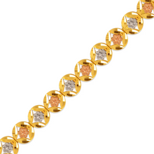 Load image into Gallery viewer, 14K Tri Color Gold Faceted Diamond Cut Bracelet 7.8mm 7" Chain Brazalete