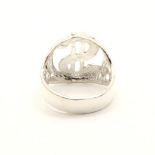 Load image into Gallery viewer, 925 Sterling Silver Detailed Dollar Sign Diamond Cut Finish Ring 3/4 Inch Wide