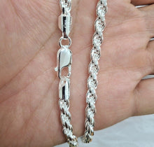 Load image into Gallery viewer, 5mm Sterling Silver D/C Rope Chain Necklaces Bracelets Handmade Italy 7 to 30 in