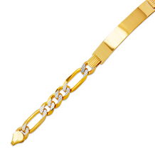 Load image into Gallery viewer, 14K White Pave Gold Figaro ID Bracelet 7mm/8mm 8" 8.5" long Engraving Available