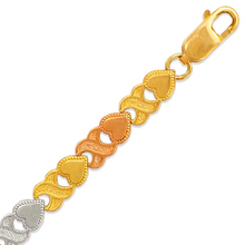 Load image into Gallery viewer, 14K Tri Color Gold Faceted Diamond Cut Bracelet 5 mm 7" Chain Brazalete tricolor