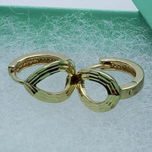 Load image into Gallery viewer, 14K Real Yellow White Gold Huggie Hoop Earrings Diamond Cut Round 11mm Men Women