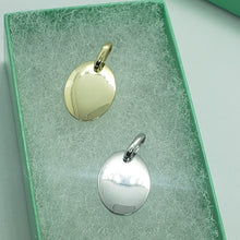 Load image into Gallery viewer, 14K Yellow White Gold Plain Oval Pendant Disc Charm High Polished 1.6g 11.5x15mm