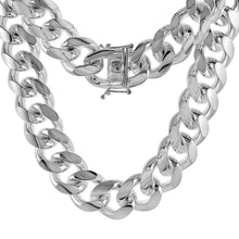Load image into Gallery viewer, 925 Sterling Silver Thick Domed Miami Cuban Link Chain Necklace 15mm 8" to 28"