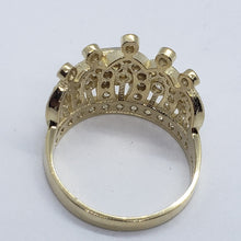 Load image into Gallery viewer, 14K Solid Yellow Gold CZ Crown Sweet 15 Ring Quinceanera Anos Birthday Band Girl