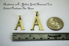 Load image into Gallery viewer, 10K Solid Yellow Gold Diamond Cut Initial Alphabet Letter Pendant Charm 2 Sizes