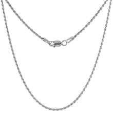 Load image into Gallery viewer, 925 Sterling Silver Very Thin Rope Chain Necklace Diamond Cut 1.5mm 16" to 30"