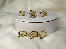 Load image into Gallery viewer, 10k Solid Yellow Gold Slanted Heart Cursive Initial Letter Alphabet Ring