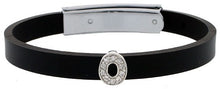 Load image into Gallery viewer, 925 Sterling Silver Alphabet Letter Block CZ Stone Flat Rubber Bracelets, 8mm