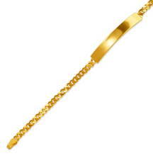 Load image into Gallery viewer, 14K Yellow Gold Shiny Curb Kids ID Bracelet 5mm/3mm Wide 6" Engraving Available