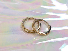 Load image into Gallery viewer, 14K Yellow Gold Rope Lined Huggies Hoop Earring Latch back for Women Lady